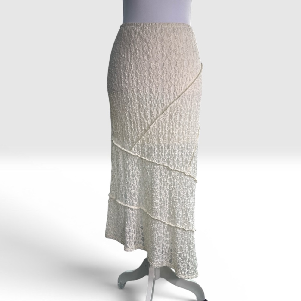 Arizona Jean Co White Lace Midi Skirt Asymmetrical Hem Boho NWT Size Small